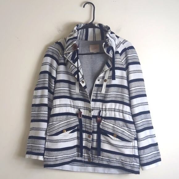 Oversized Breton Stripe Anorak Nautical Preppy Coat Jacket Women's XS - Picture 16 of 16